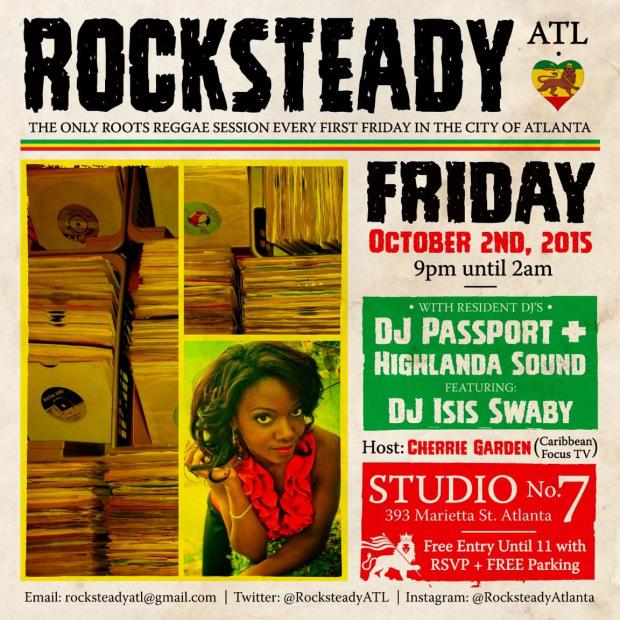 We @kahlilwonda @shannonsevans @thcintl @isisswabyintl @cherriegarden would like to share this with you. RSVP for parking pass and free admission until 11pm (rocksteadyatl at gmail.com) #RocksteadyATL 10.2 @studiono7